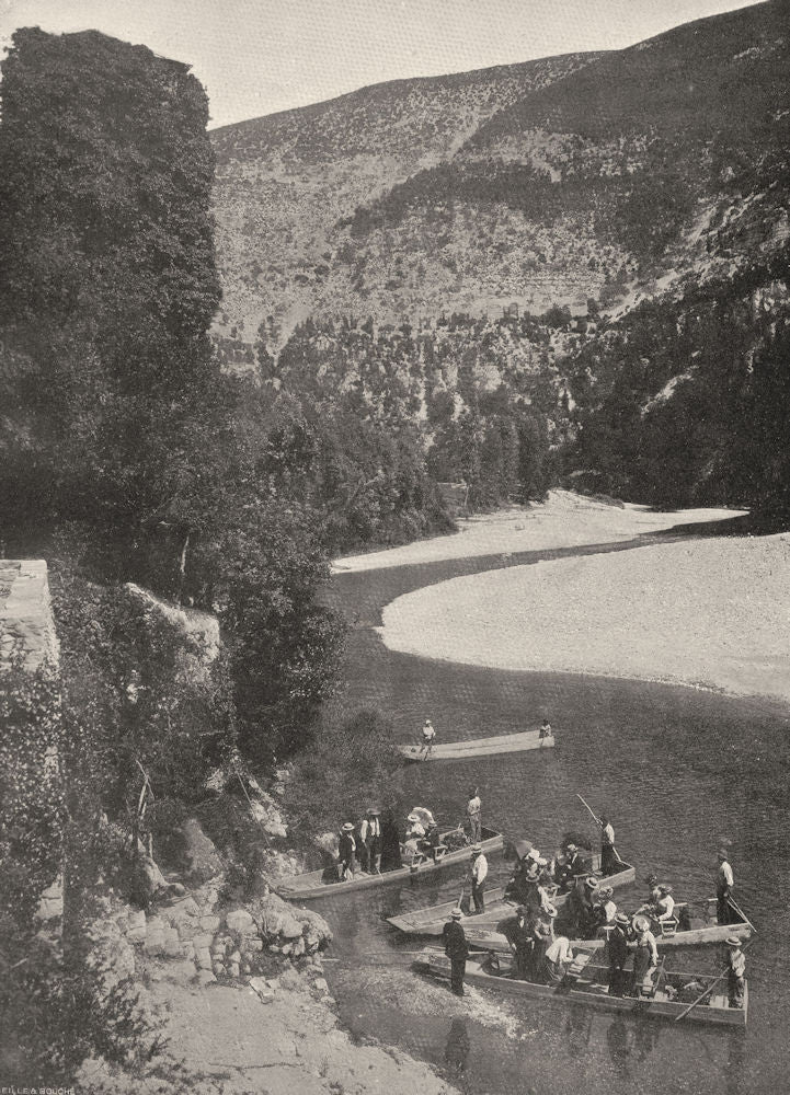 LOZÈRE. Touristes descendant le Tarn 1903 old antique vintage print picture